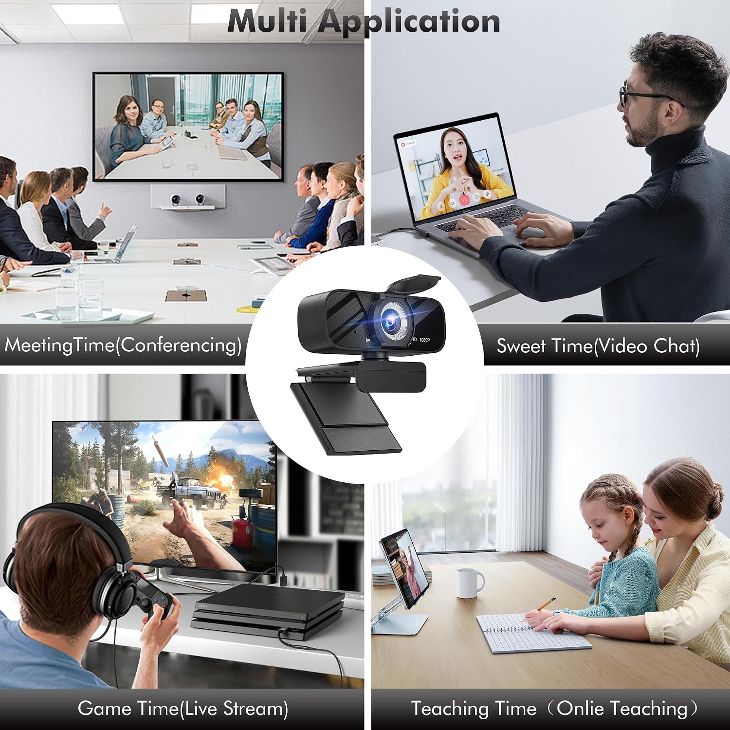 HD Pro PC Webcam, Full HD 1080p/30fps Video, Clear Audio, 120° FOV, Light Correction, Works with Microsoft Teams