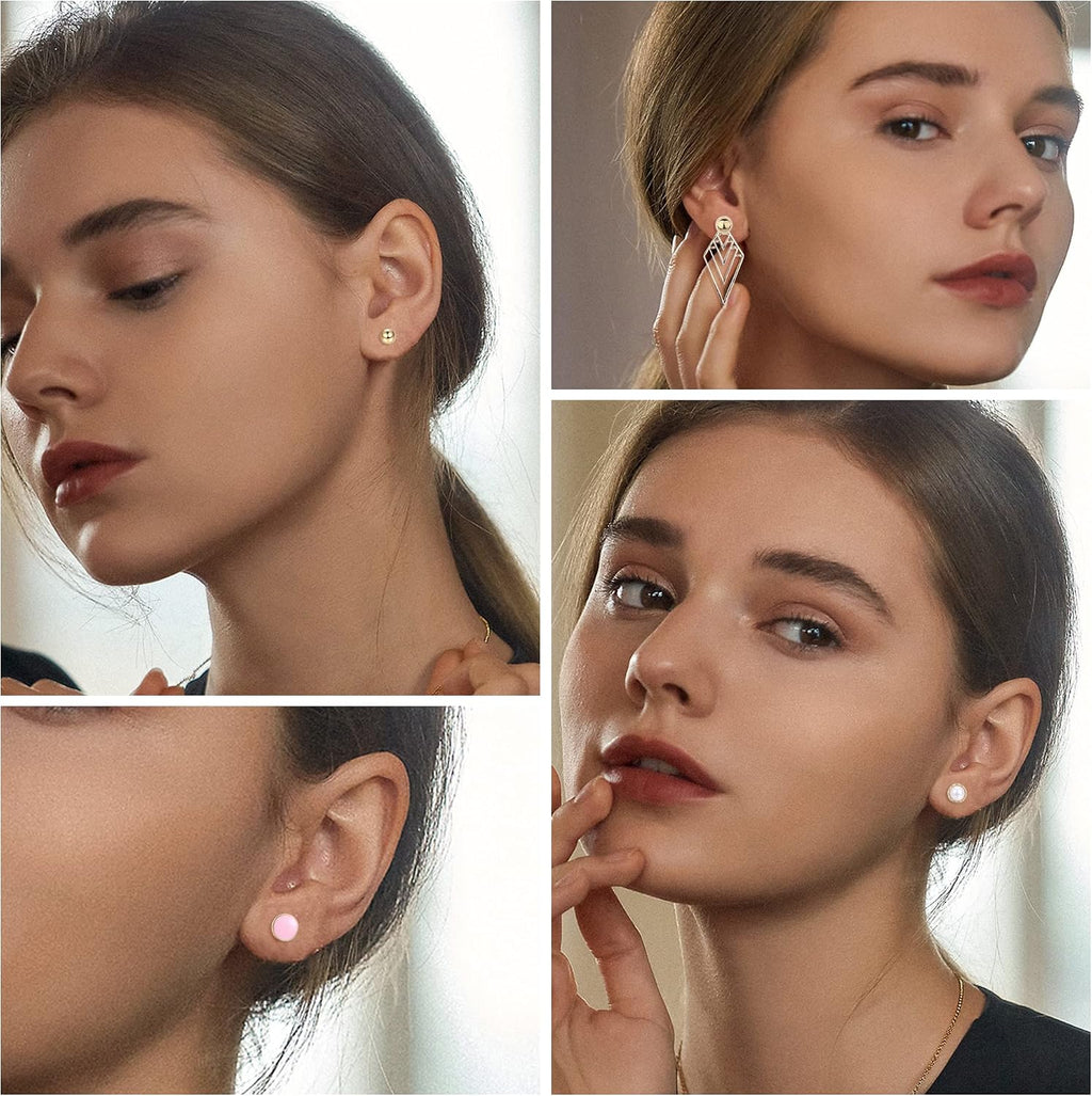 61-63 Pairs Assorted Multiple Stud Earrings for Women Simple Cute Flower Big Hoop Earrings Moon Geometric Leaf Arrow