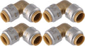 SharkBite Max 1/2 Inch 90 Degree Elbow, Pack of 4, Push to Connect Brass Plumbing Fitting, PEX Pipe, Copper, CPVC, PE-RT, HDPE, UR248A4