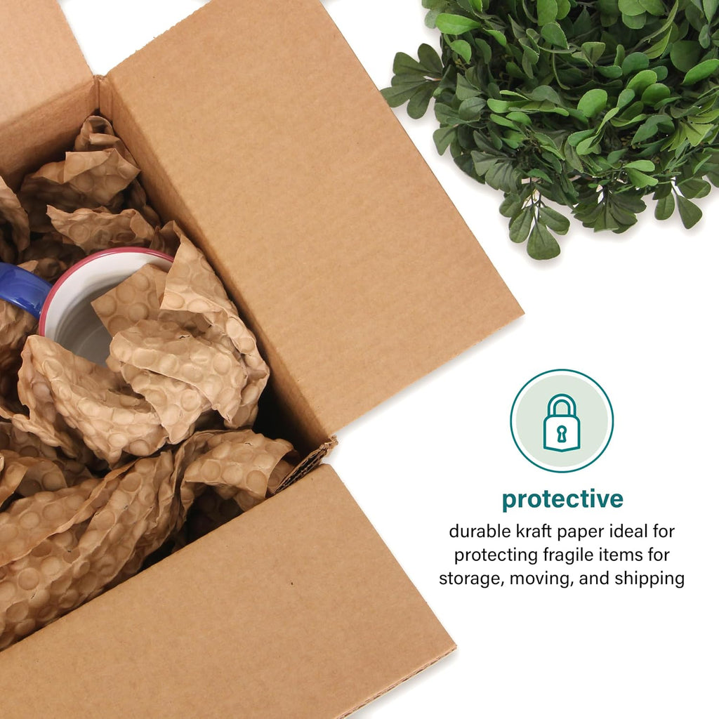 Paper Bubble Wrap Sheets for Packing, Moving, & Shipping - 12" x 24" x 500' - Eco-Friendly Kraft Bubble Paper