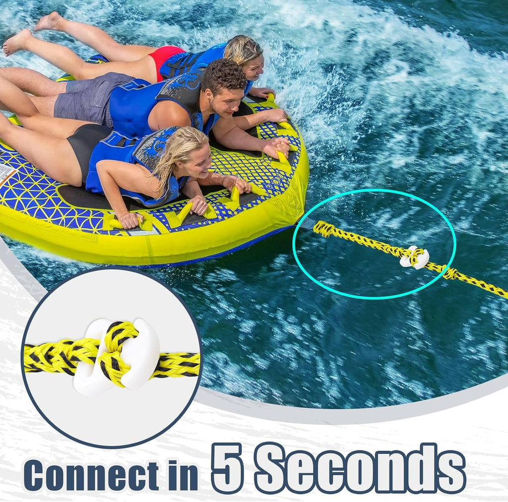 Tube Connector Boat Tow Rope, Quick Connect Tubing Ropes for 1-4 Rider
