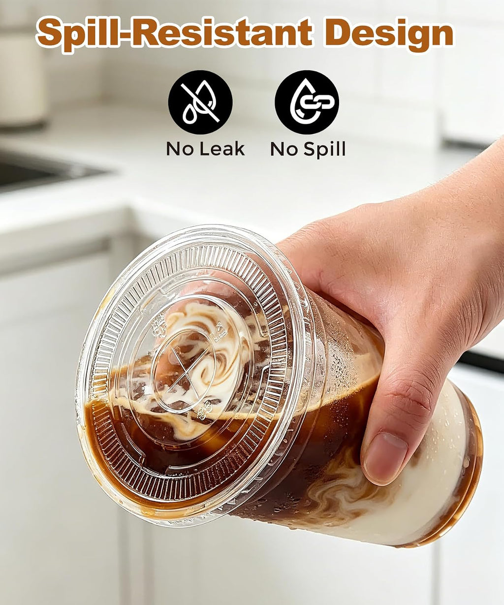 50 Pack 16 oz Clear Plastic Cups with Lids and Straws