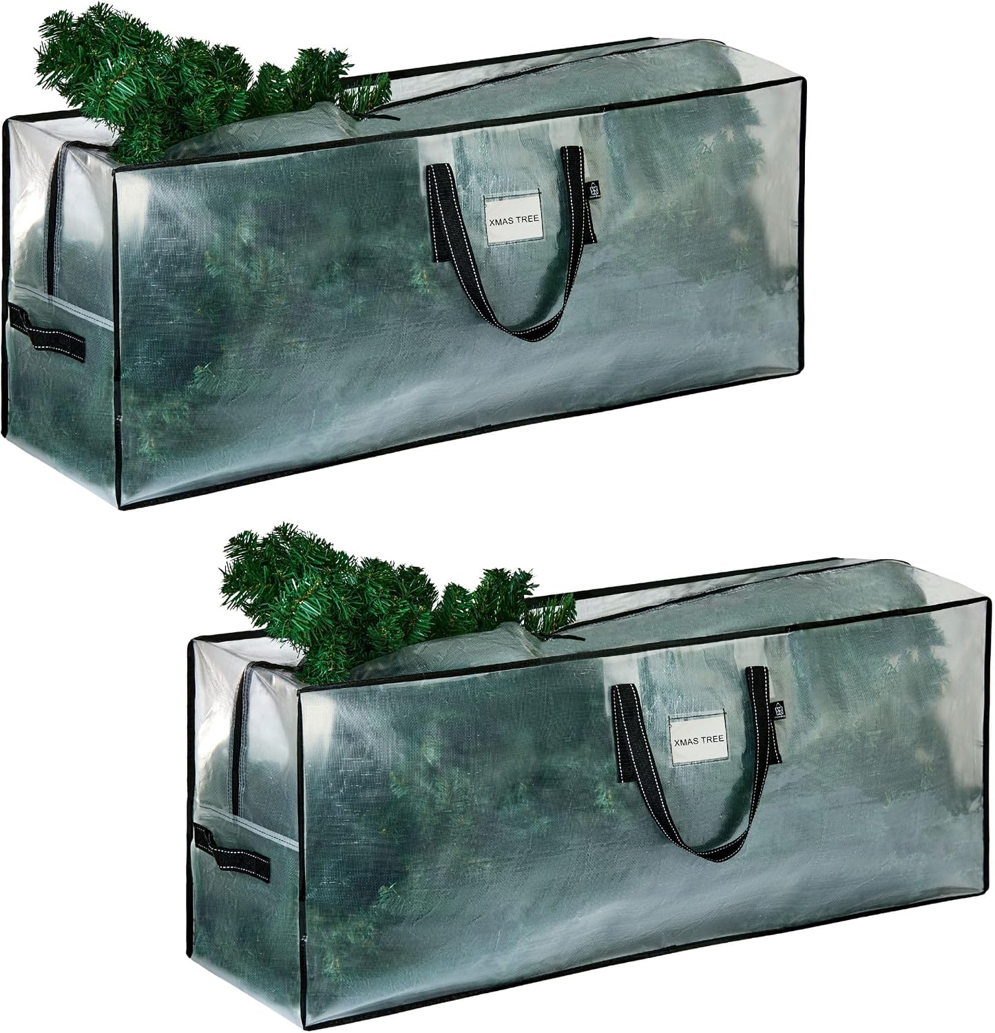 2 Pack Clear Christmas Tree Storage Bag - Fits 7.5 Ft Artificial Trees, Heavy Duty Large Bags with Zipper, Durable