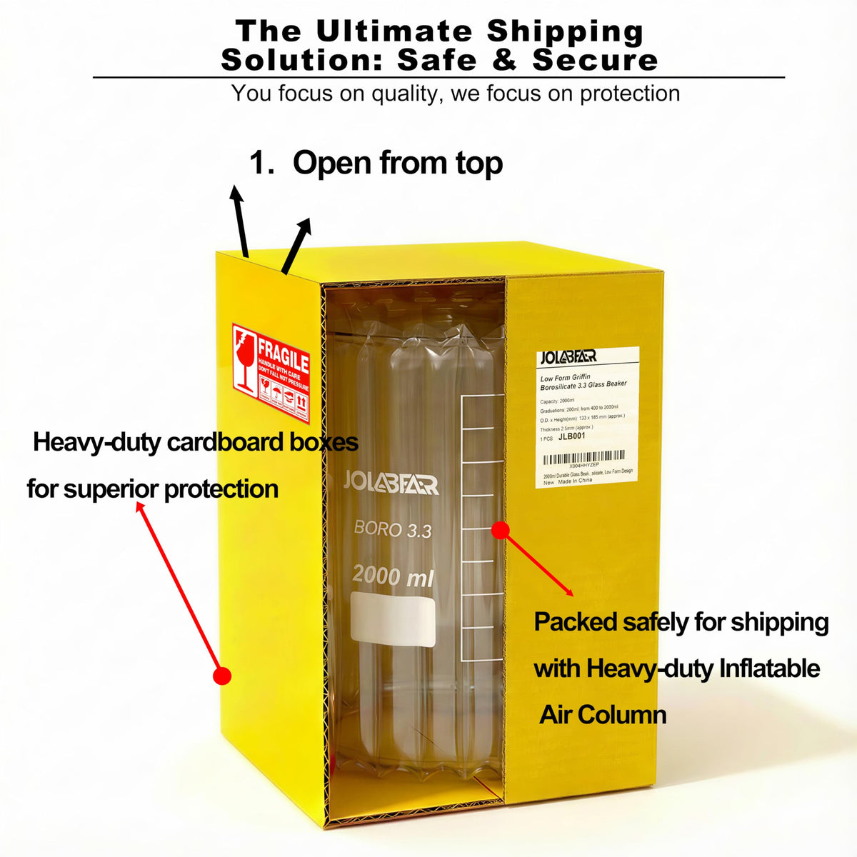 2000mL/2L Graduated Lab Glass Beaker