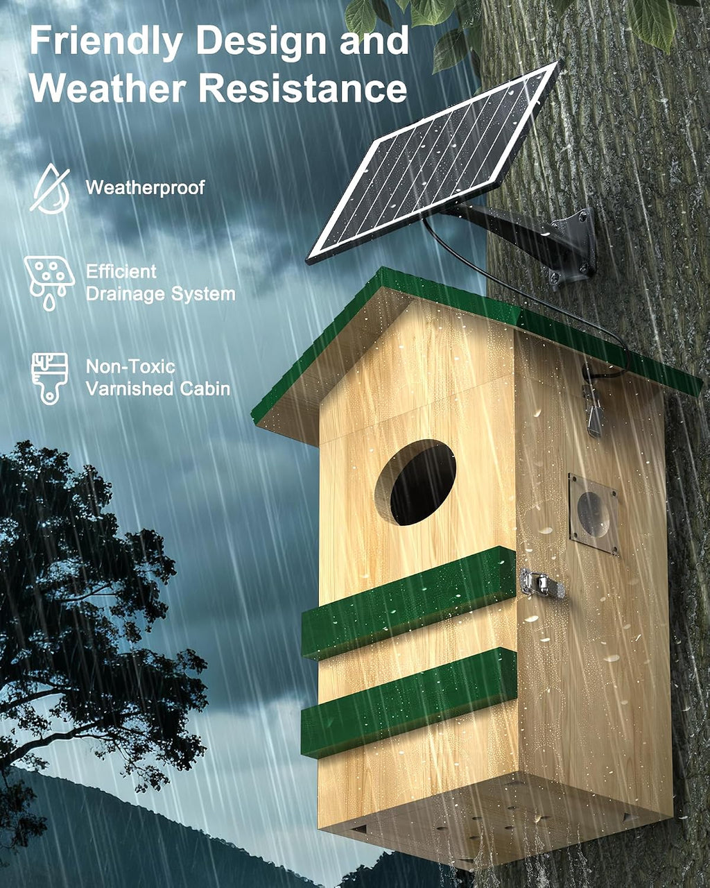 Owl Nesting Box with Camera,4G Cellular,Screech Owl House