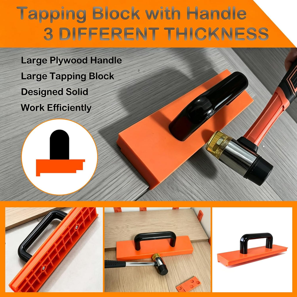 Laminate Flooring Tools,Pull Bar, Double-Faced Mallet,Tapping Block with Handle,Flooring Spacers,Professional