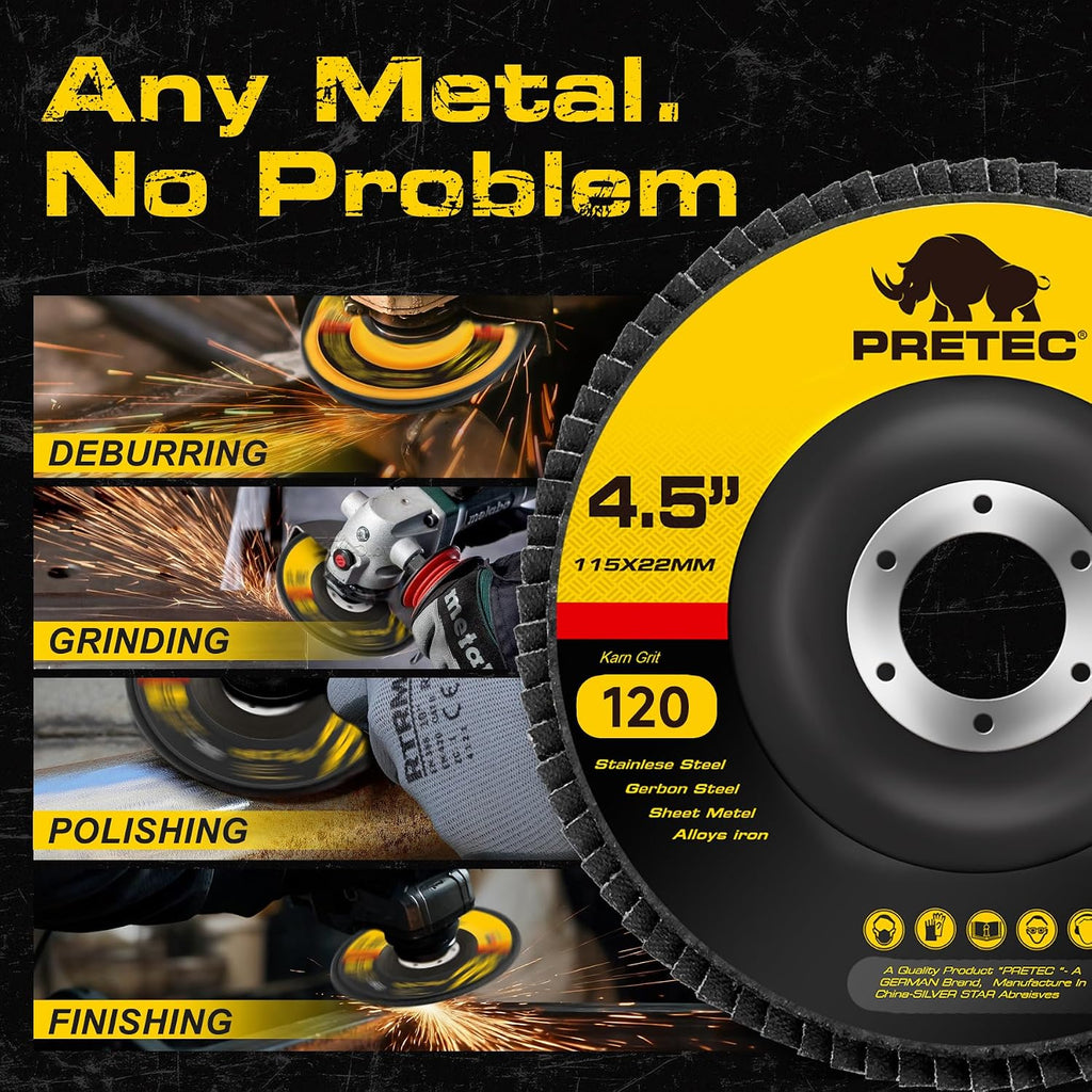 Flap Discs 4 1/2 for Angle Grinder, 12 Pcs Flap Discs 120 Grit, 4.5" x 7/8" High Density Zirconia Type 27 Flap Sanding Disc for Grinding, Rust Removal, Sanding and Finishing - 12 Packs