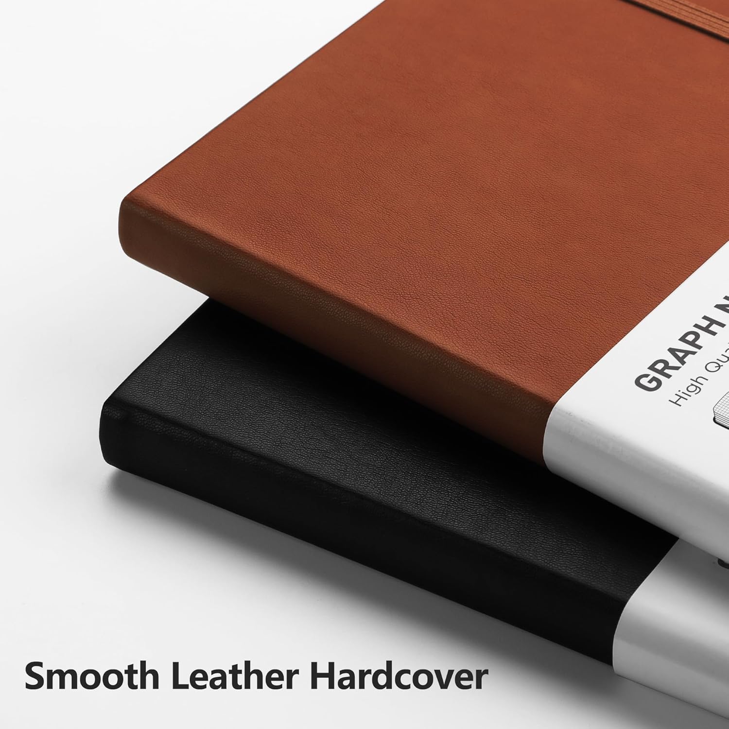 Graph Grid Paper Notebook, 192 Pages, A5 Medium Size (5.7'' x 8.3''), 5 Squares per Inch, Leather Hardcover, 100 GSM
