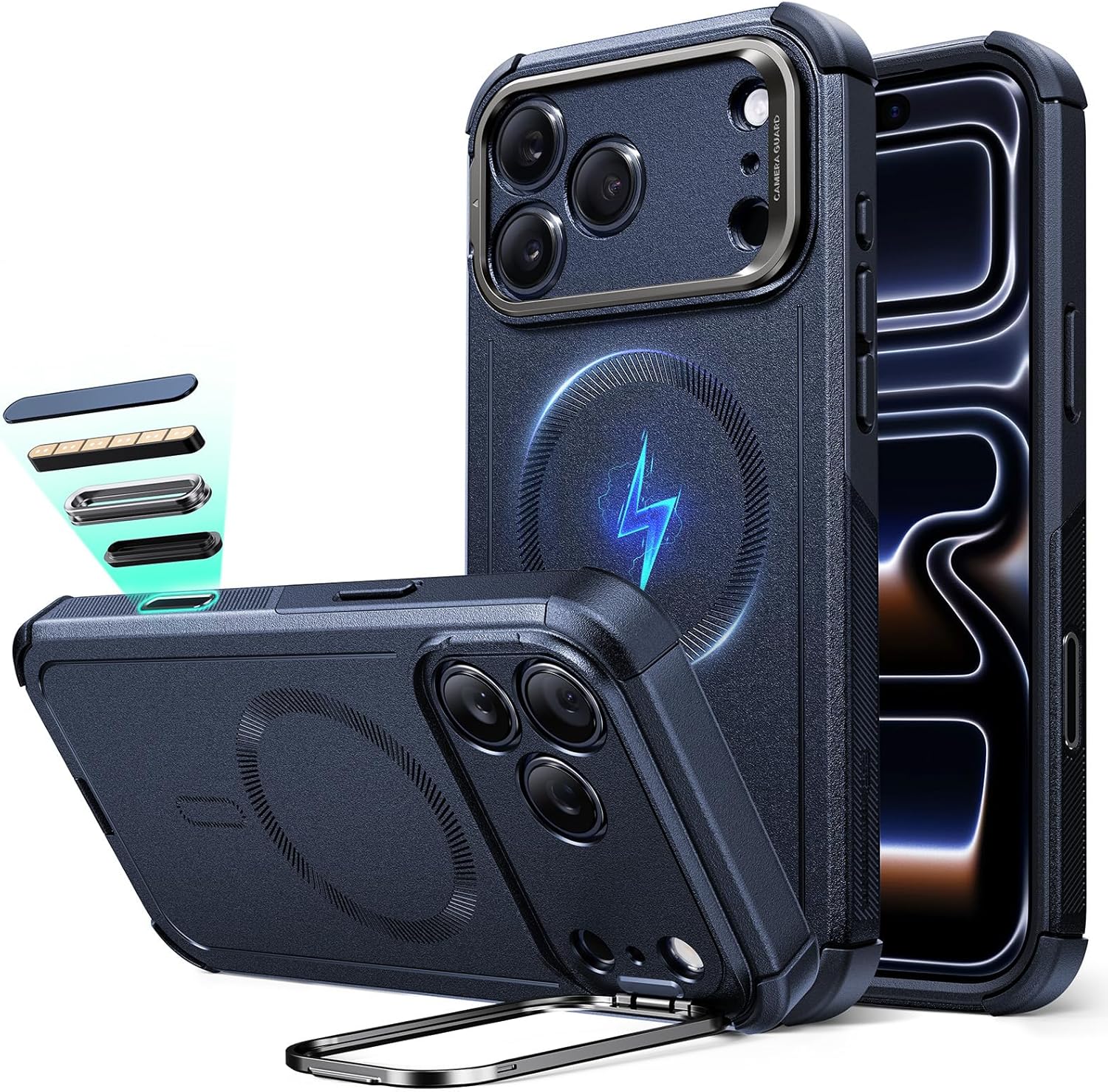 for iPhone 17 Pro Max Phone Case with Stand, 23ft Military-Grade Drop Protection with Camera Control, Shock-Absorbing