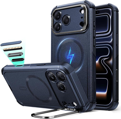 for iPhone 17 Pro Max Phone Case with Stand, 23ft Military-Grade Drop Protection with Camera Control, Shock-Absorbing