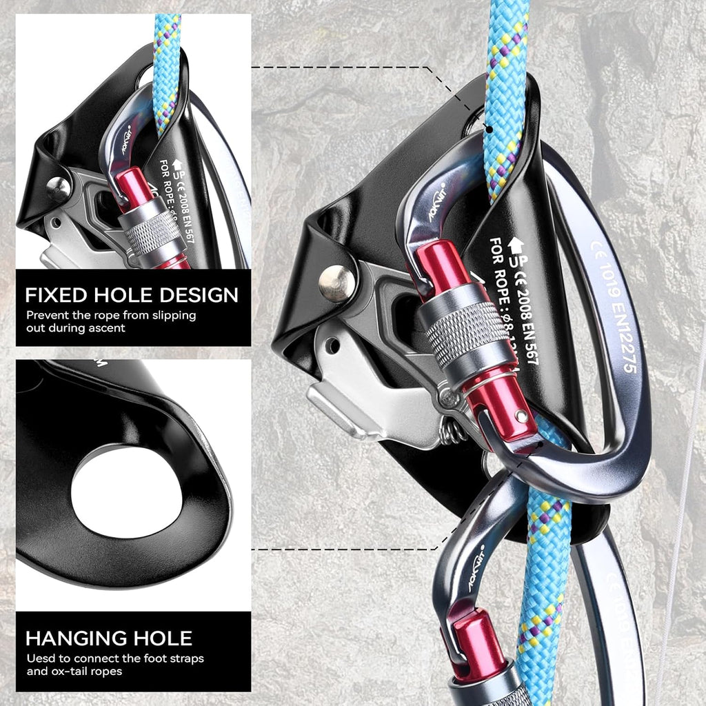 Chest Ascender Tree Climbing Gear Rope Grab High-Strength Aluminum Alloy Rappelling Equipment CE Certified for Rock