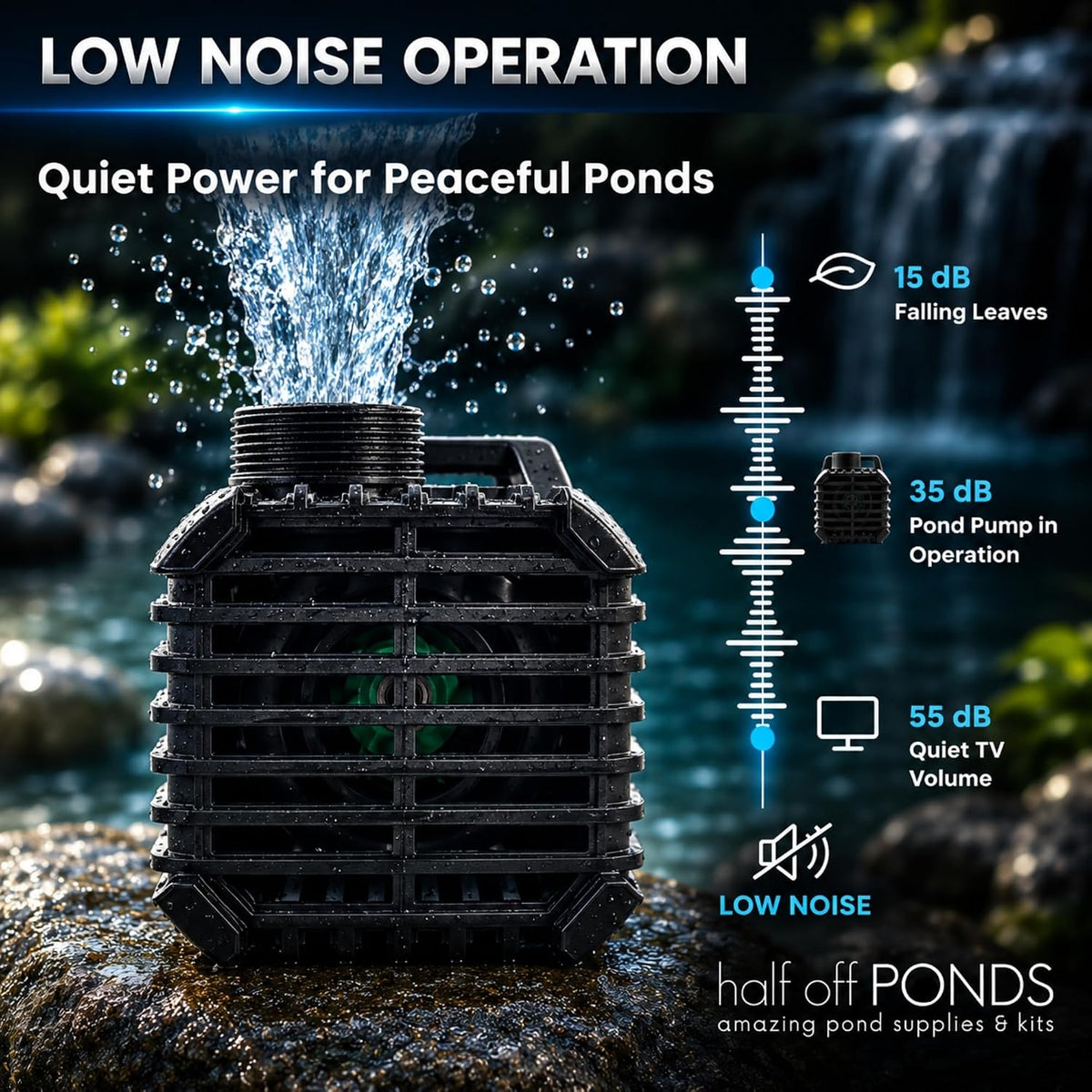 Aqua Pulse Submersible Pond Pump, 2,000 GPH, 33 ft Cord