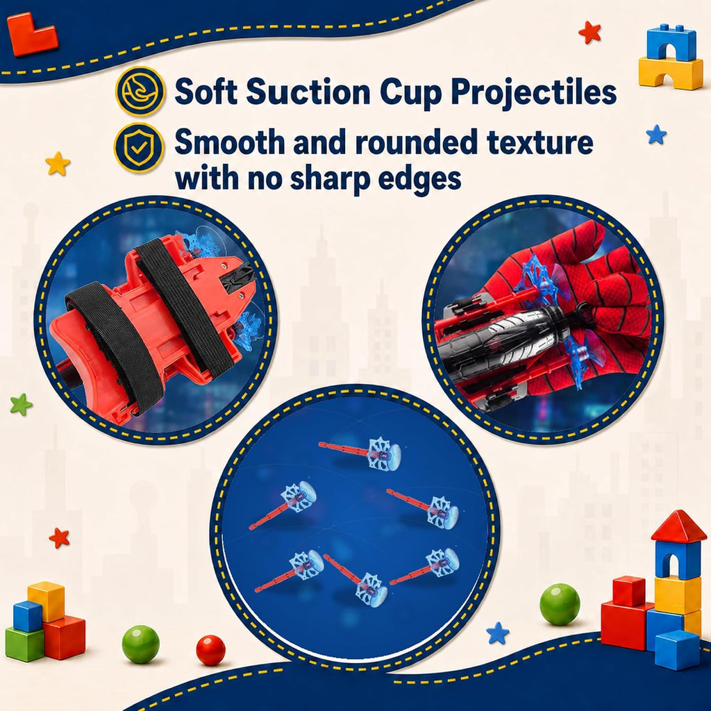 Superhero Costume for Kids, LED Mask, Cape and Web Shooter Set
