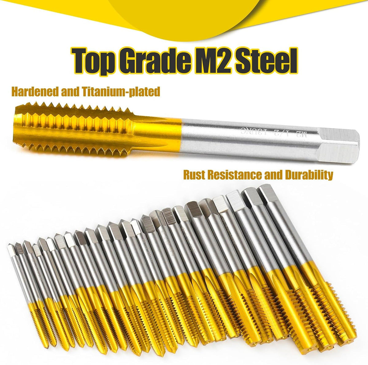 3Pcs 1/4"-20 UNC Thread Tap for Metal,Taper+Plug+Bottom Threading Hand Tap