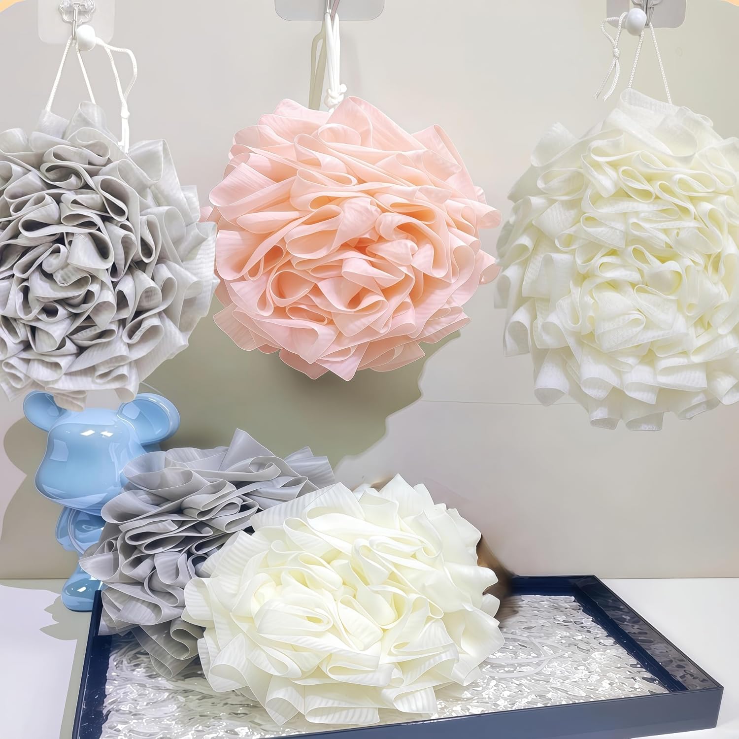 3-Pack Bath Loofah Set with Dual-Sided Shower Puff - Includes Soap Pocket, Hanging Rope, and Gift Box - Loofah for