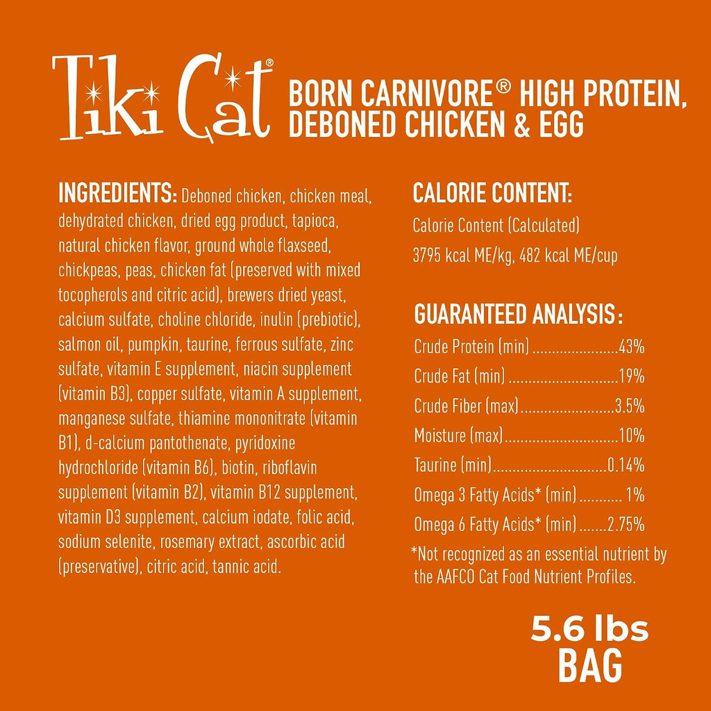 Tiki Cat Born Carnivore Dry Cat Food, Deboned Chicken & Egg, 56 lb Bag