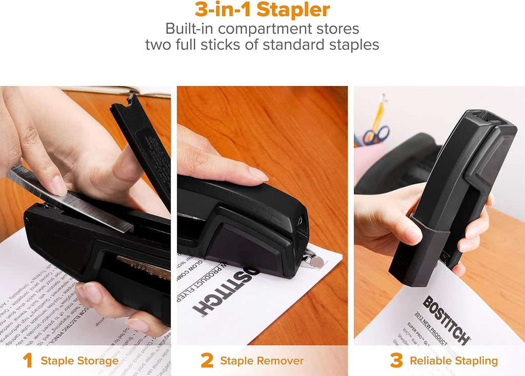Office Epic Metal Desk Stapler, 25 Sheet, Staple Remover, Black