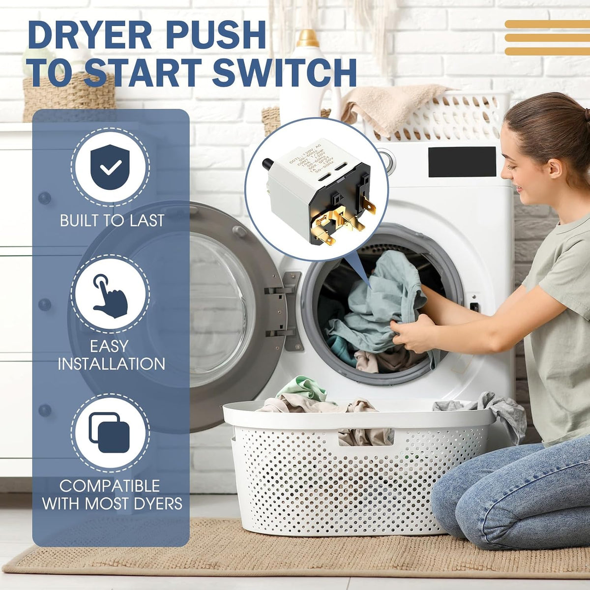 Capoda 3398095 Dryer Push to Start Switch Replaces AP6008358 527427