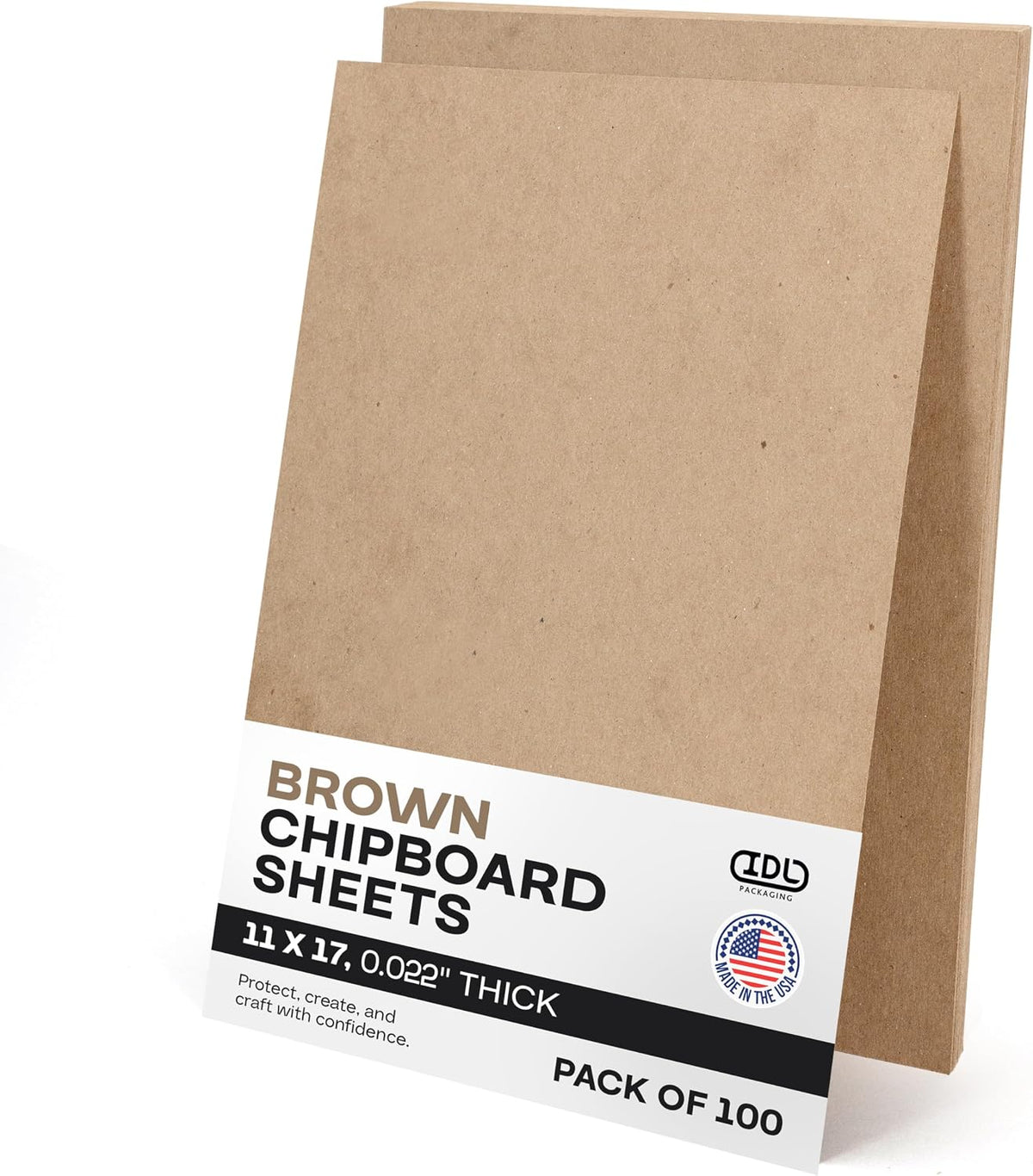 Chipboard Sheets 17" x 11", Pack of 100 - USA-Made Cardboard Sheets