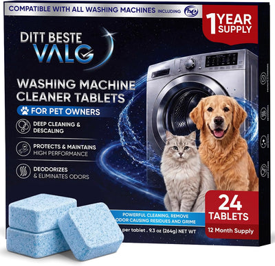 Washing Machine Cleaner Tablets for Pet Owners Enzymatic Deep Clean Helps Remove Cat & Dog Hair Urine Odor Causing