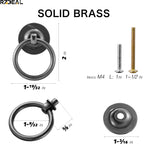 4 Pack Solid Brass Cabinet Pulls Ring Drawer Pulls, Retro Black Kitchen Cabinet Handles Pulls Vintage Pulls Brass