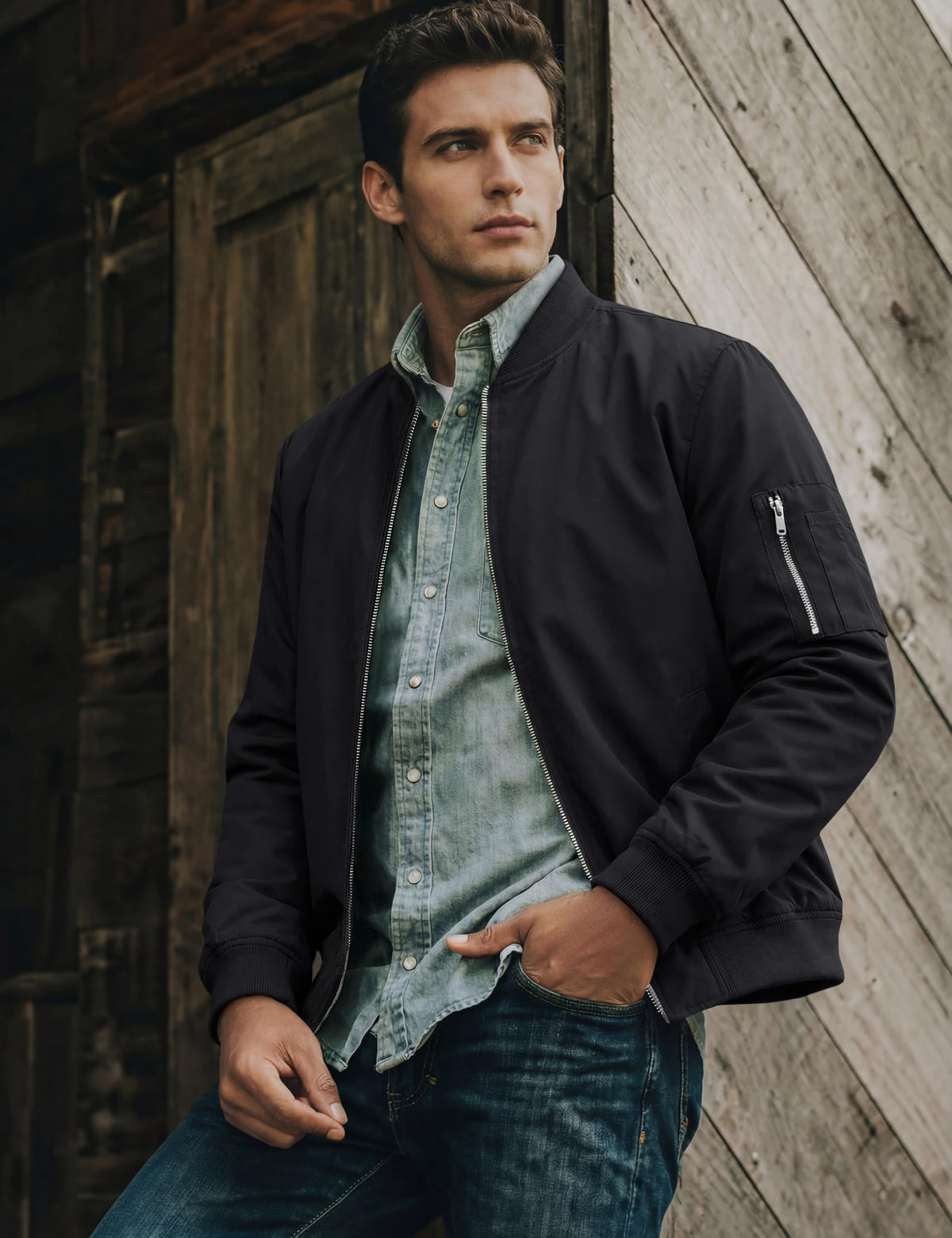 Bomber Jacket Men Black Jacket Casual Mens Jackets Casual Stylish Lightweight Mens Windbreaker Jackets Lightweight