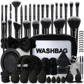 56Pcs Black Makeup Brushes Set Professional with Case Premium Synthetic for Blush Eye Shadow Concealer Powder
