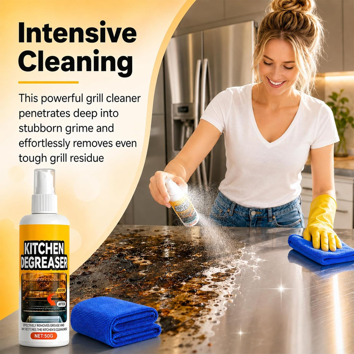 GreaseKiller BBQ Grill Cleaner Spray, Kitchen Surface Degreaser, Kitchen Spray Cleaner and Degreaser, Multi-Surface