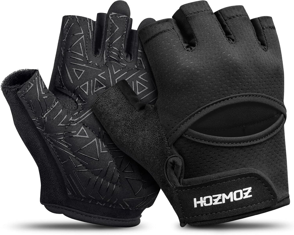 Ventilated Weight Lifting Gloves, Thick Padded Workout Gym Gloves with Full Palm Protection & Grip & Shock Absorption