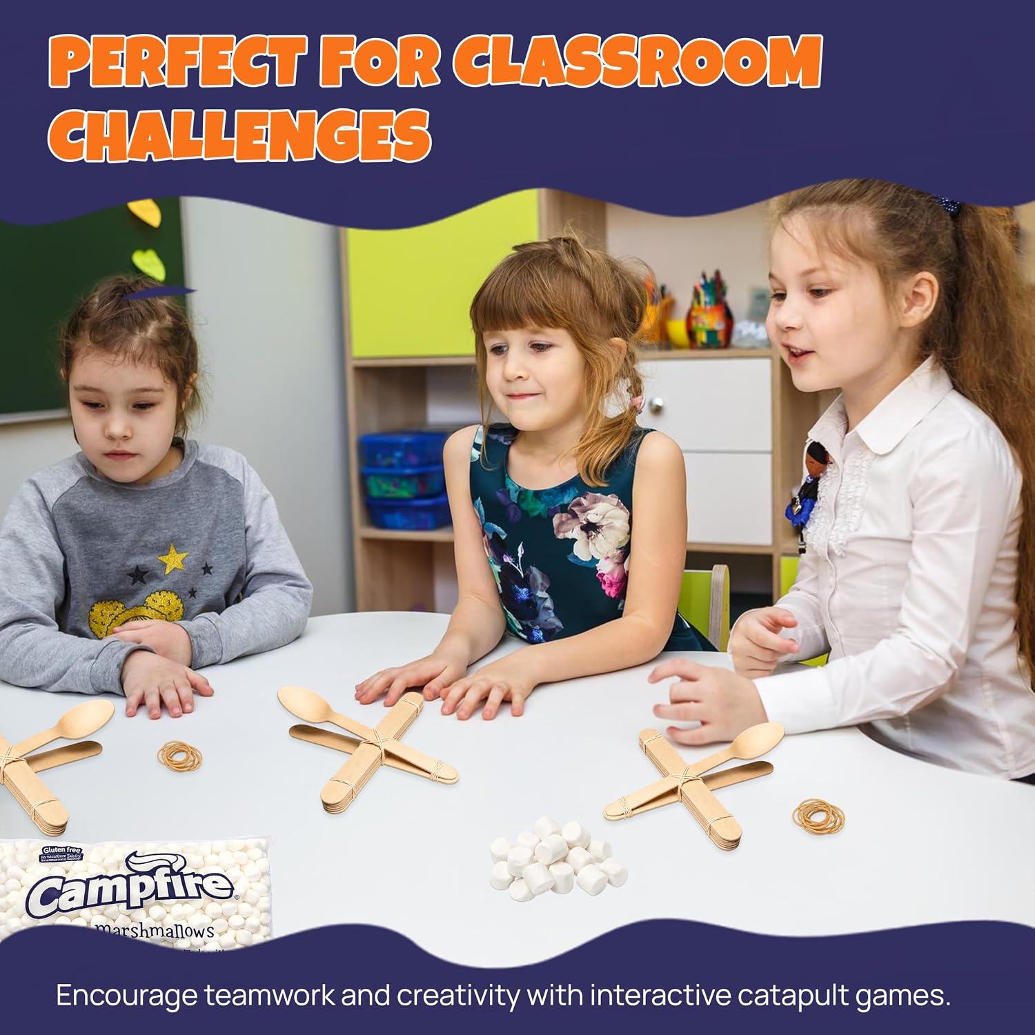 Marshmallow Catapult STEM Kit – Build 3 Working Catapults with 16 oz Mini Marshmallows Included – Hands-On Science