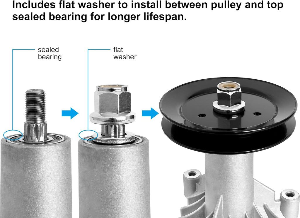 130794 Spindle 153535 Pulley Compatible with Craftsman Mower - Spindle Assembly with Pulley Compatible with Craftsman