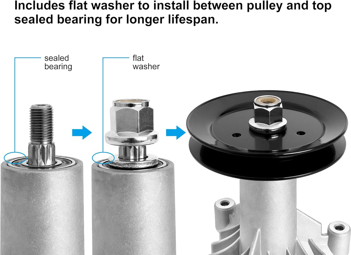 130794 Spindle 153535 Pulley Compatible with Craftsman Mower - Spindle Assembly with Pulley Compatible with Craftsman