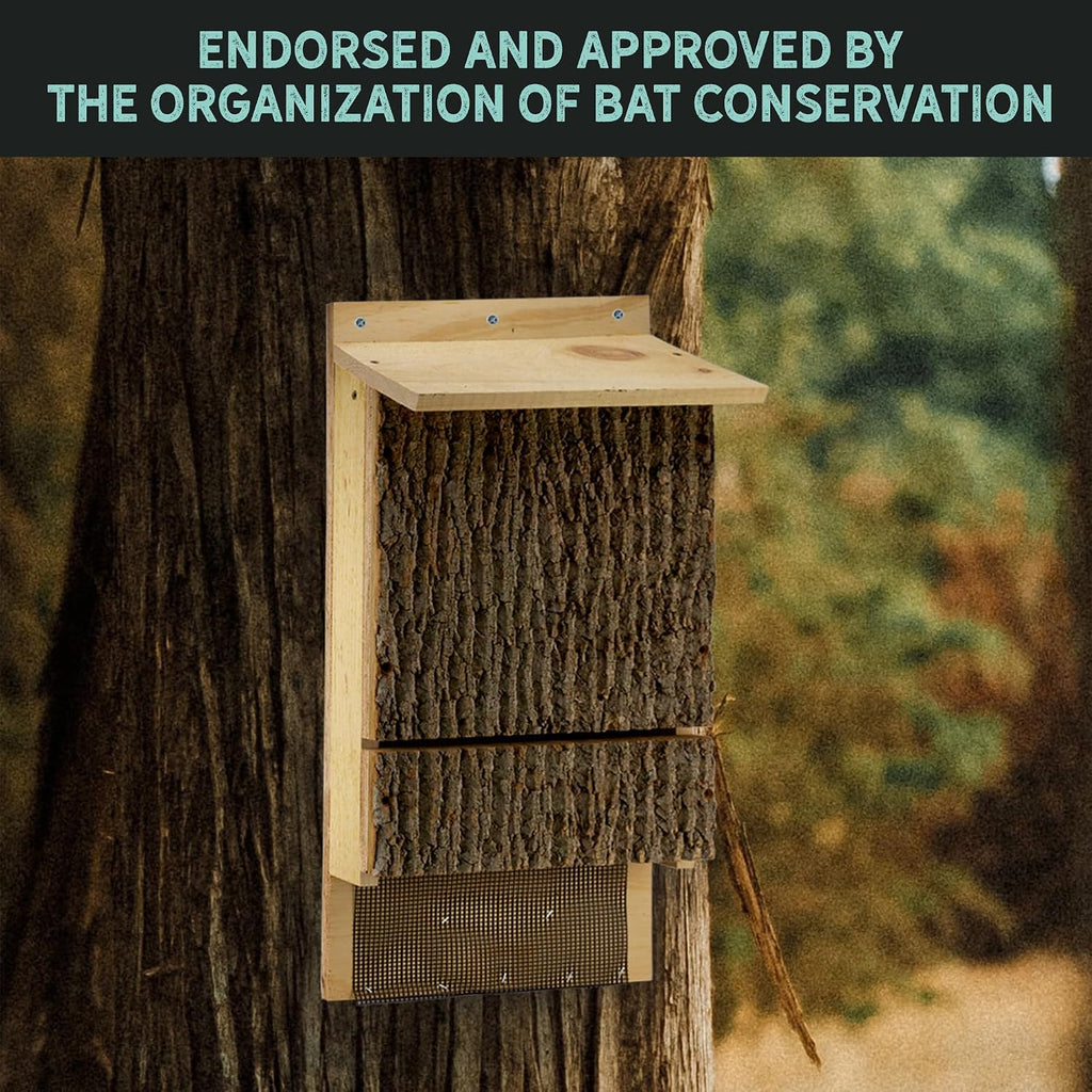 OBC Endorsed Single Chamber Wooden Bat House; Rustic Handmade Bat Shelter Box