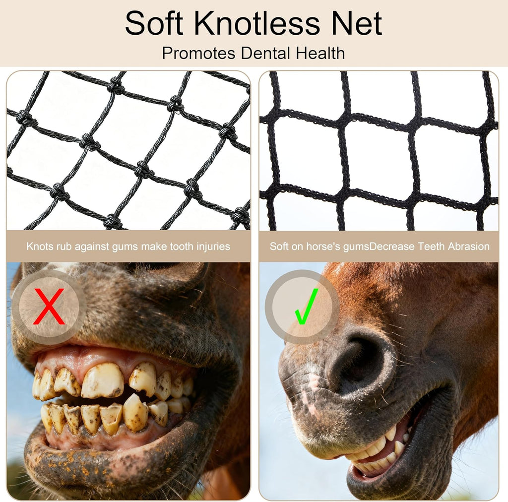 5x5ft Round Bale Hay Net for Horses Slow Feed, Knotless Feeder