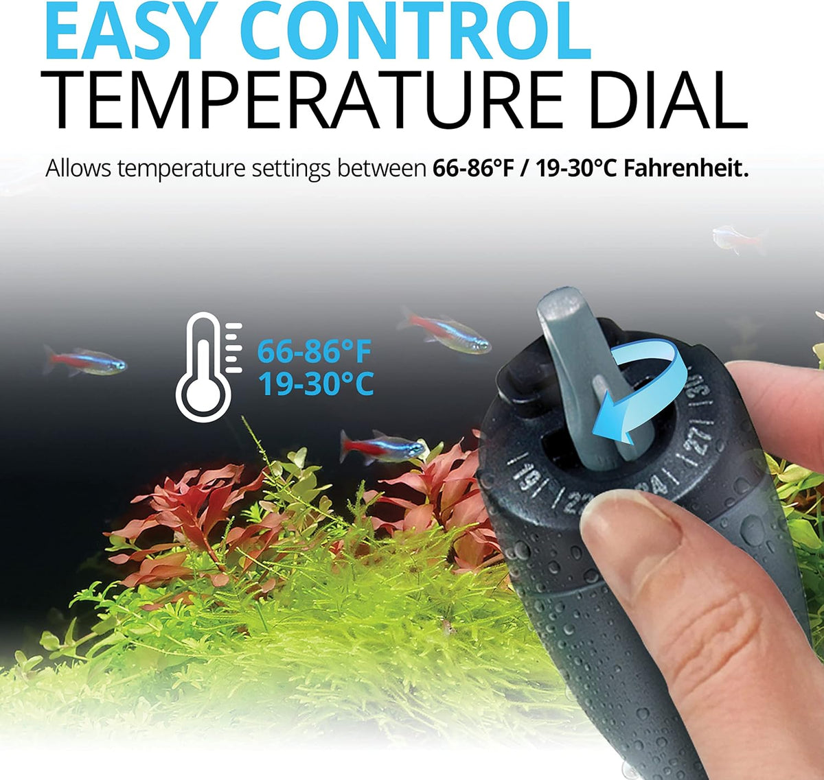 M 50-Watt Submersible Aquarium Heater for Fresh & Saltwater Tanks