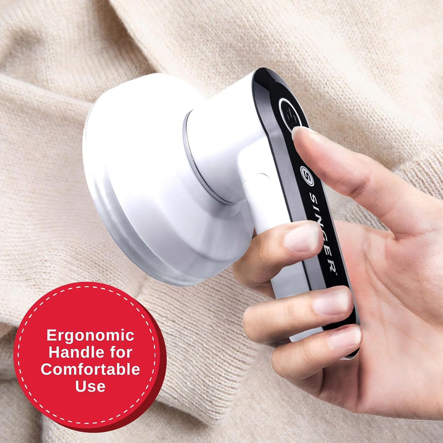 Compact & Portable Fabric Shaver and Lint Remover | Battery operated device, 3 stainless steel blades, detachable