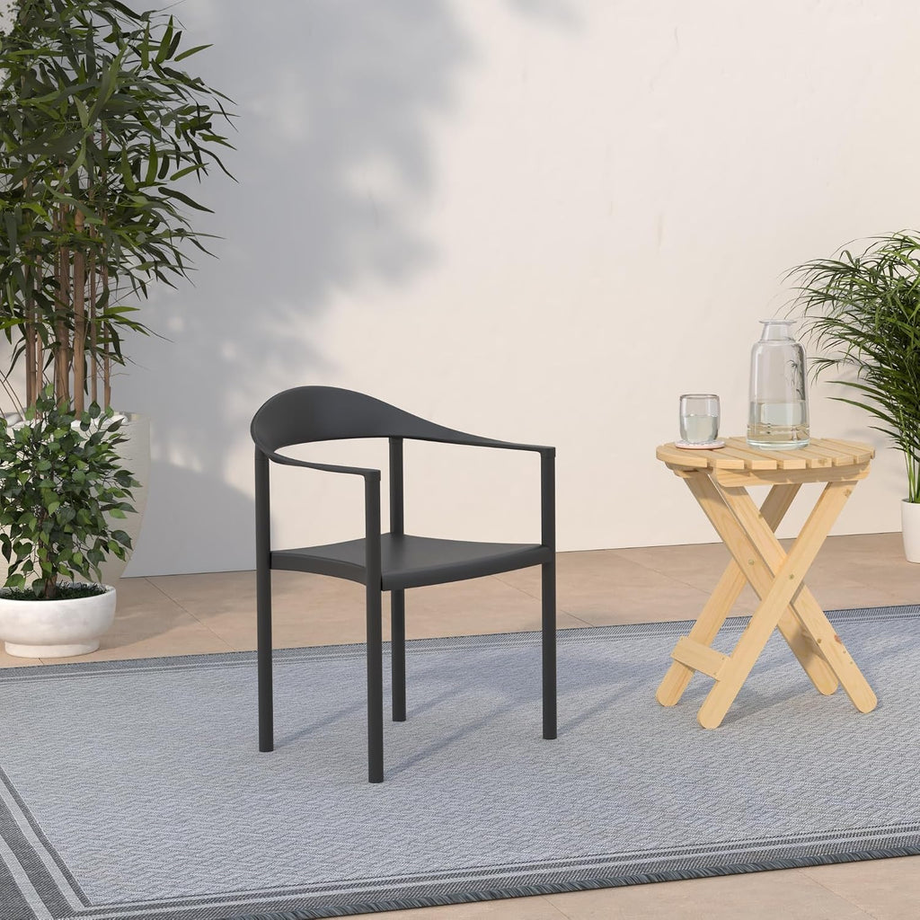 5 Pack HERCULES Series 1000 lb. Capacity Black Plastic Cafe Stack Chair