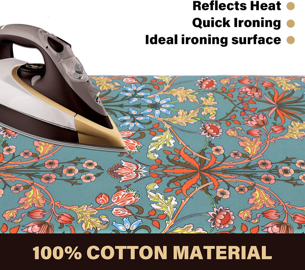 Ironing Board Cover and Pad,15"x54",Elastic Edge,Easy Fit | Cotton, Triple-layer heat reflection cuts time. Durable &