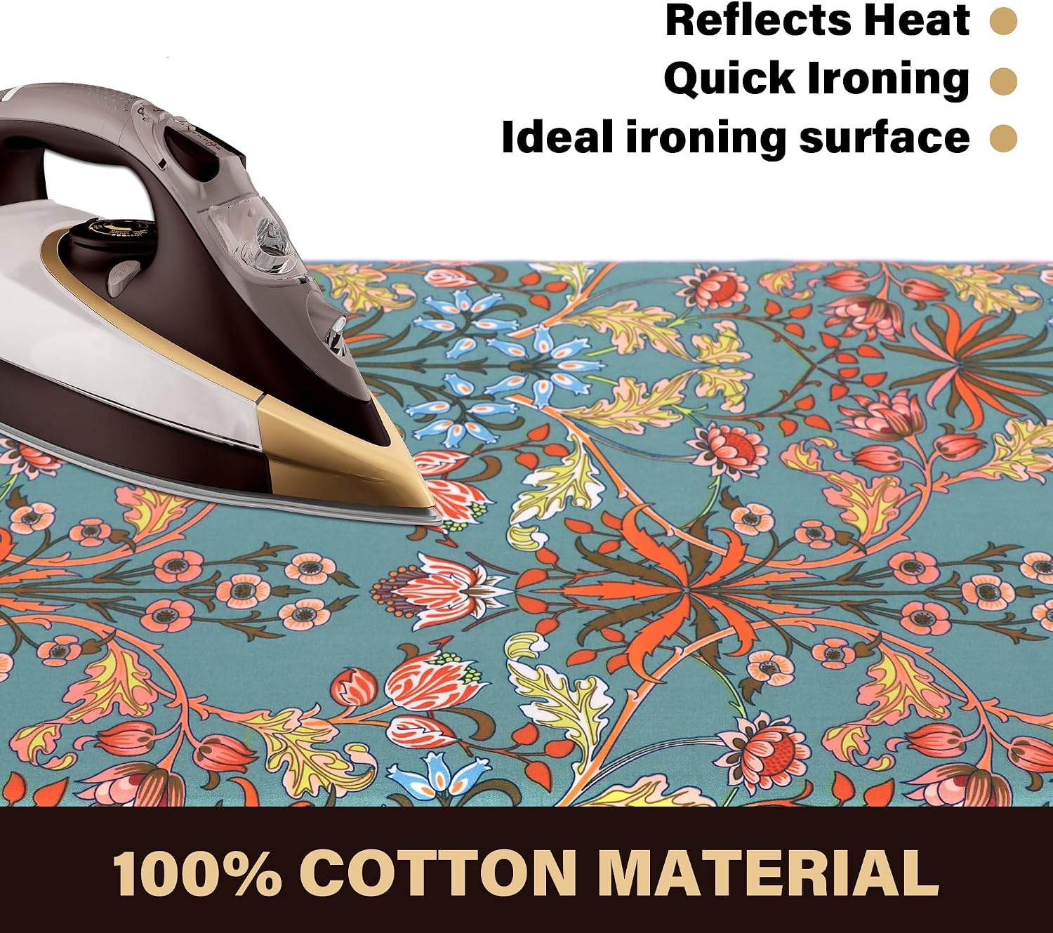 Ironing Board Cover and Pad,15"x54",Elastic Edge,Easy Fit | Cotton, Triple-layer heat reflection cuts time. Durable &