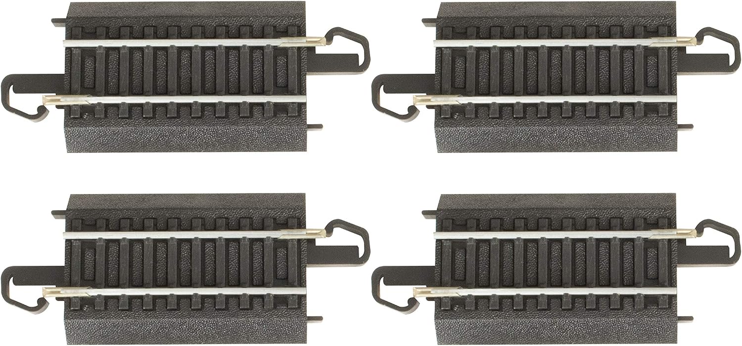 Trains E-Z Track 3" Straight Track 4PK Steel Alloy Rail HO Scale | Snap-Fit E-Z Track, 3” Straight Track (4/card)