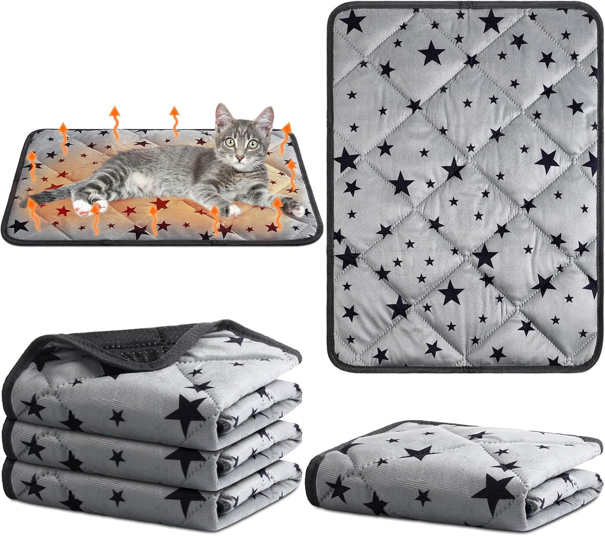 4 Pack Self Warming Cat Bed, Gray, 18'' X 24'', Rectangle