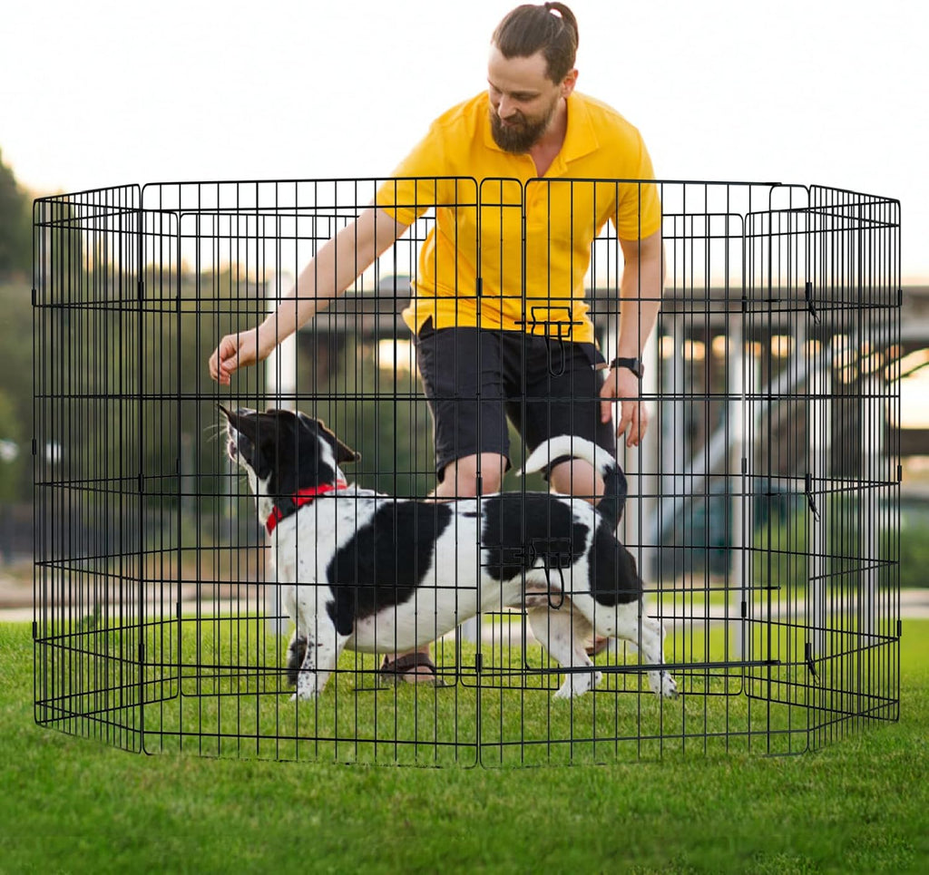 Pet Playpen Dog Pen Foldable Dog Exercise Fence 8 Panels 36 Inch Kennels Pet Playpen Options Ideal for Pet Medium