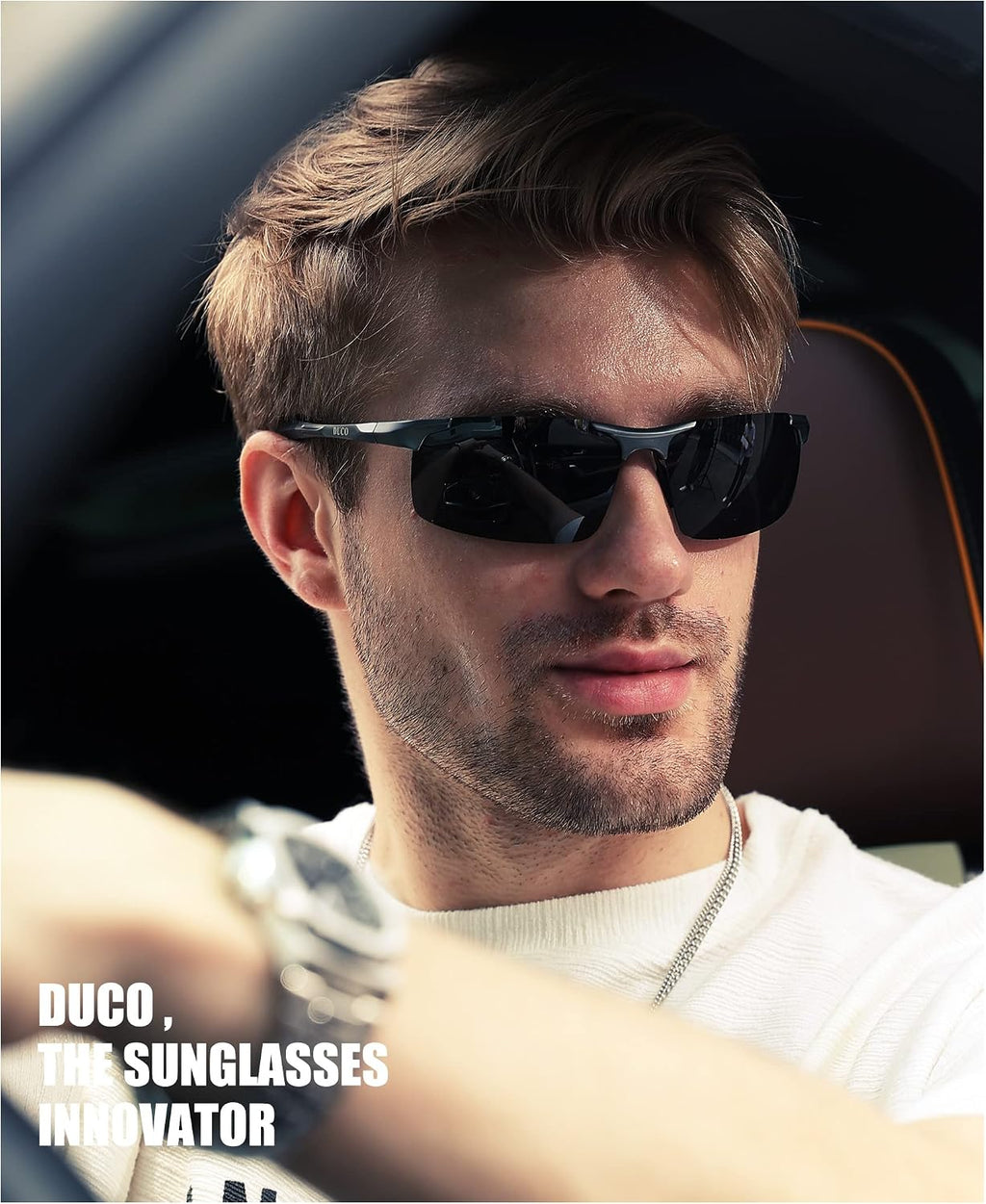 Mens Sports Polarized Sunglasses UV Protection Sunglasses for Men 8177 | Premium Al-Mg Frame–Lightweight, Sturdy