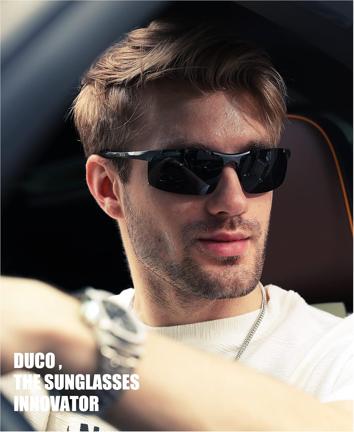 Mens Sports Polarized Sunglasses UV Protection Sunglasses for Men 8177 | Premium Al-Mg Frame–Lightweight, Sturdy
