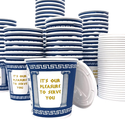 [50 Pack] 10 oz NEW YORK Paper Coffee Cups, Disposable Paper Coffee Cup with Lids, Hot/Cold Beverage