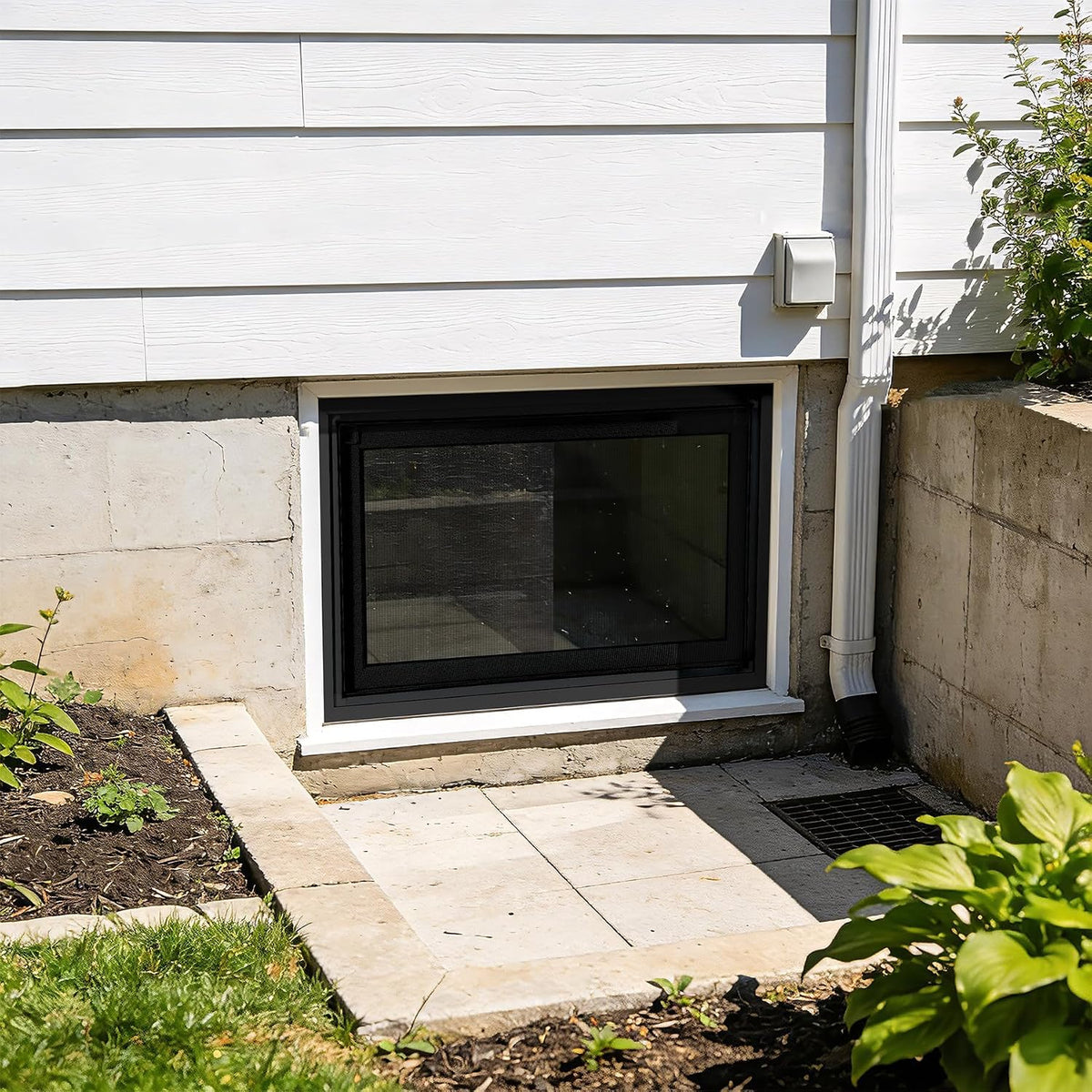 Vinyl Hopper Basement Window 32" x 18" Black