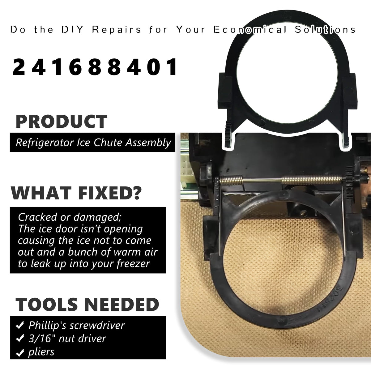 241688401 Dispenser Ice Chute Flap Refrigerator Replacement Part Supplies
