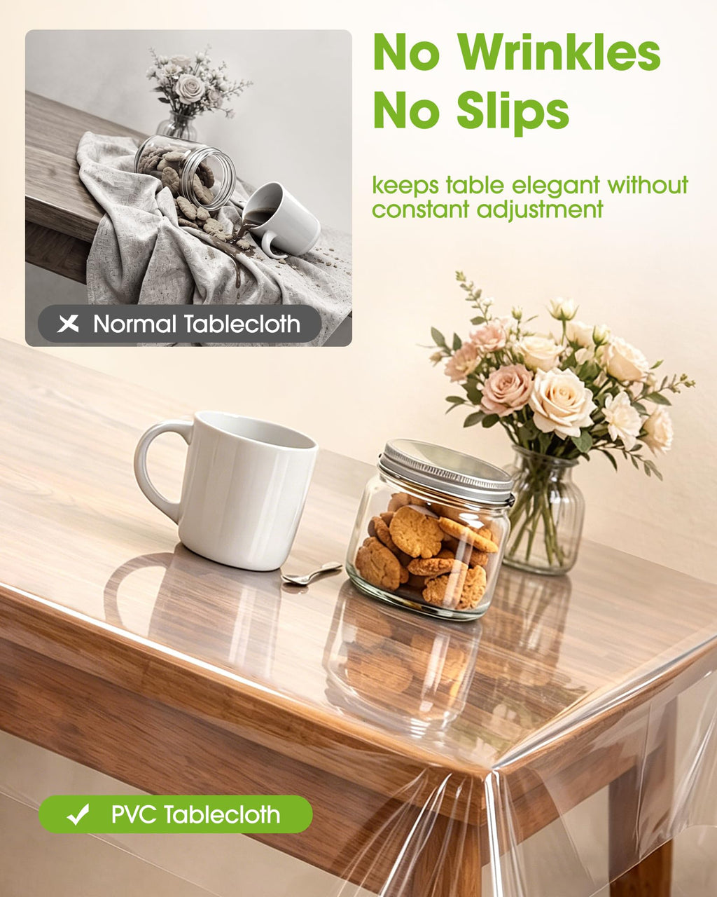 Clear Plastic Table Cover Protector 54 x 72 Inch