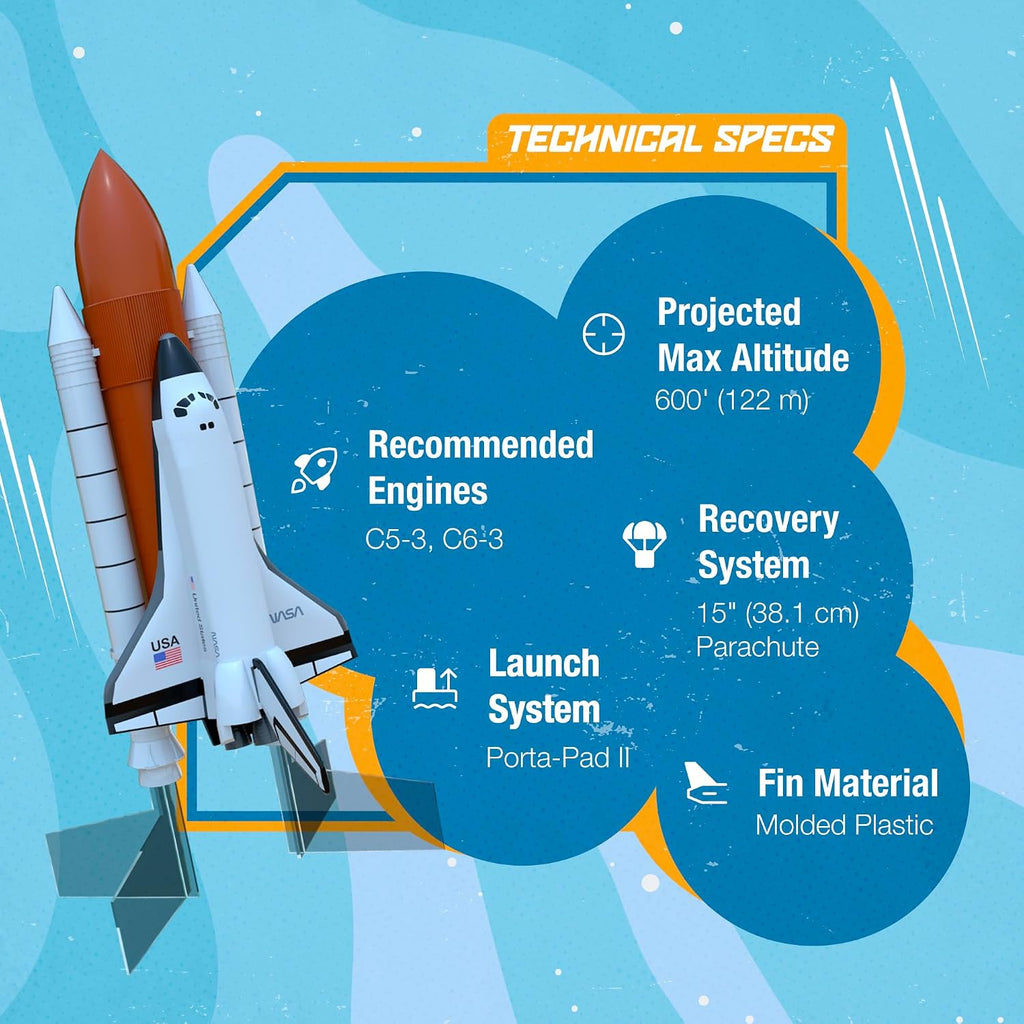 009991 Space Shuttle Model Rocket - Launch Up to 600 ft - Replica Rocket for Kids, Teens, & Adults - No Assembly