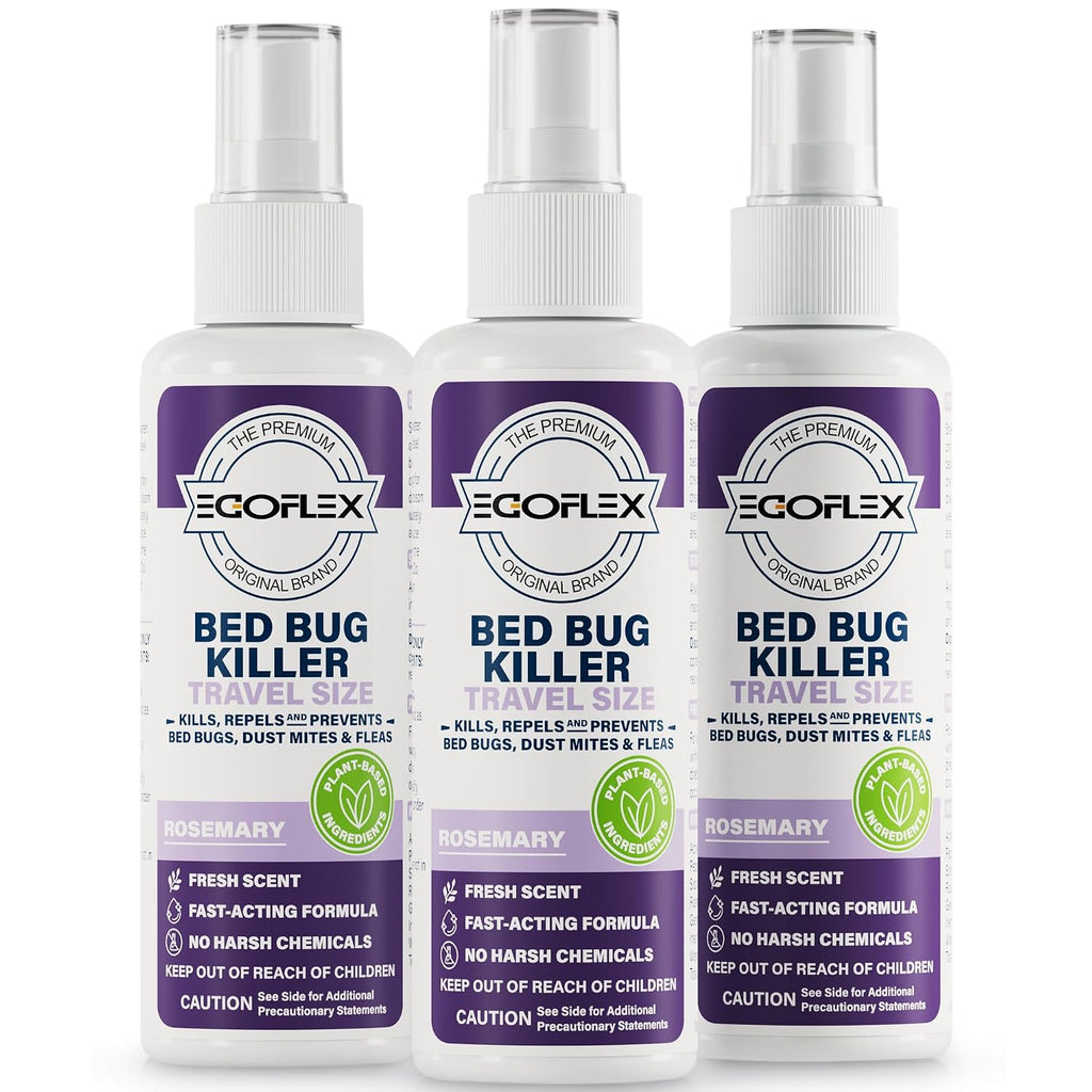 3-Pack Bed Bug Killer Spray - Travel Size TSA Approved - Repels Bed Bugs, Dust Mites, Lice & Fleas with Natural